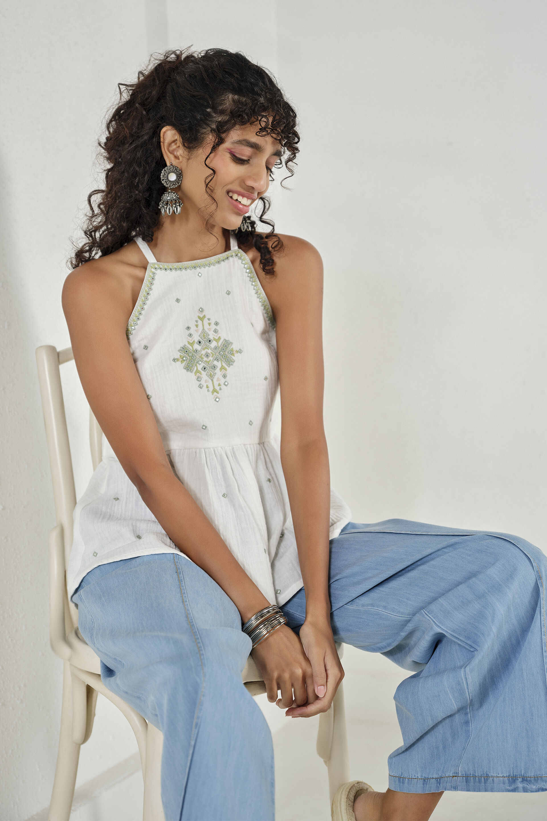Advika Off-White Embroidered Top, Off White, image 2